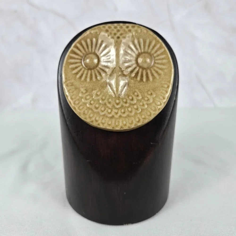 Ceramic Faced Owl Wooden Body Modern Swedish Design IKEA Minimalist
